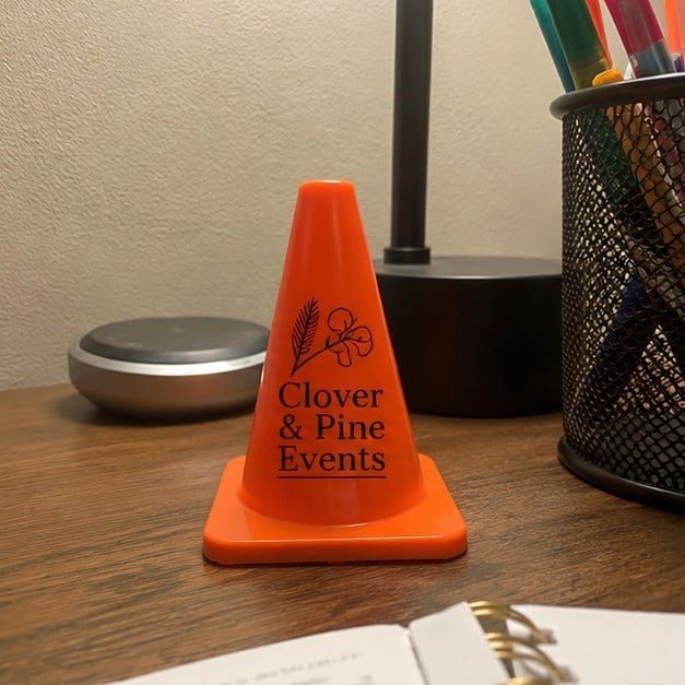 Traffic cones with logo — customer photo